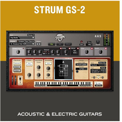 Strum GS-2 reproduces both the sound of acoustic and electric guitars and also the playing techniques of a guitar player, which makes producing realistic guitar tracks very straightforward.