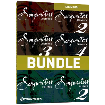 Six titles, all from the widely popular Songwriters Drumpack series, now available in one convenient bundle. Approximately 2,800 individually played files covering anything from rock ballads and uptempo country to blues-tinted shuffle.